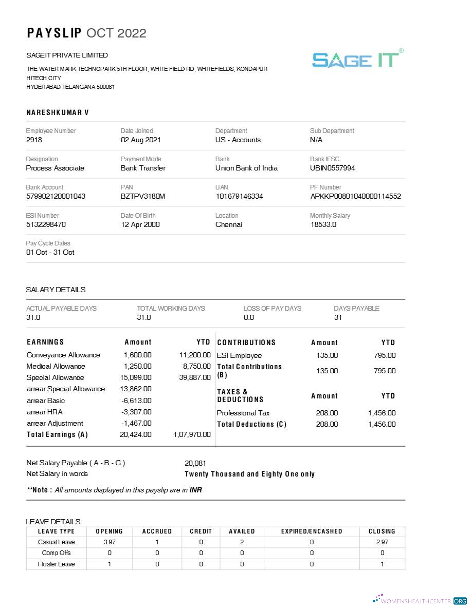 Download SageIT payslip template in Word and PDF formats.pdf, 1 Photoshop template